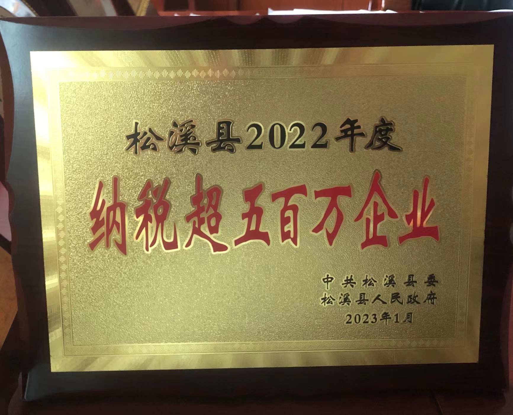 喜報！易順建工集團喜獲“松溪縣2022年度納稅超五百萬企業(yè)”榮譽